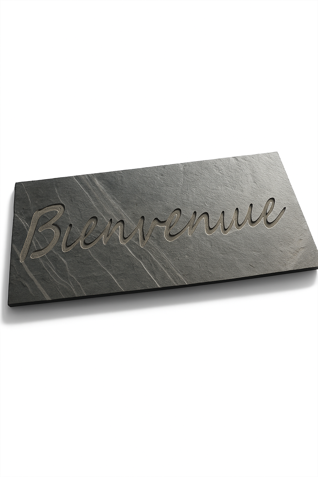 Dalle "Bienvenue" en ardoise 100×50×3 cm