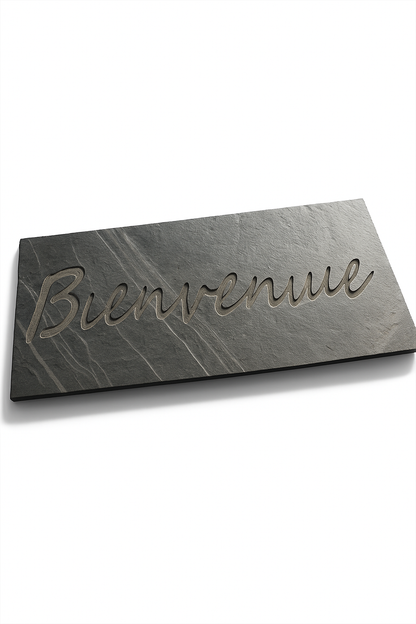Dalle "Bienvenue" en ardoise 100×50×3 cm